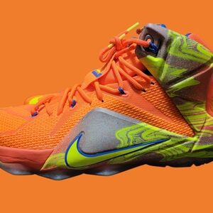Nike LEBRON XII Orange and Green Athletic Shoes